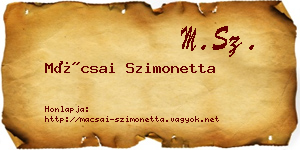 Mácsai Szimonetta névjegykártya